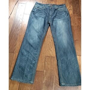 VIBES Men's Blue Denim Stitching Baggy Loose Relaxed Fit Wide Leg Jeans Sz 40x32